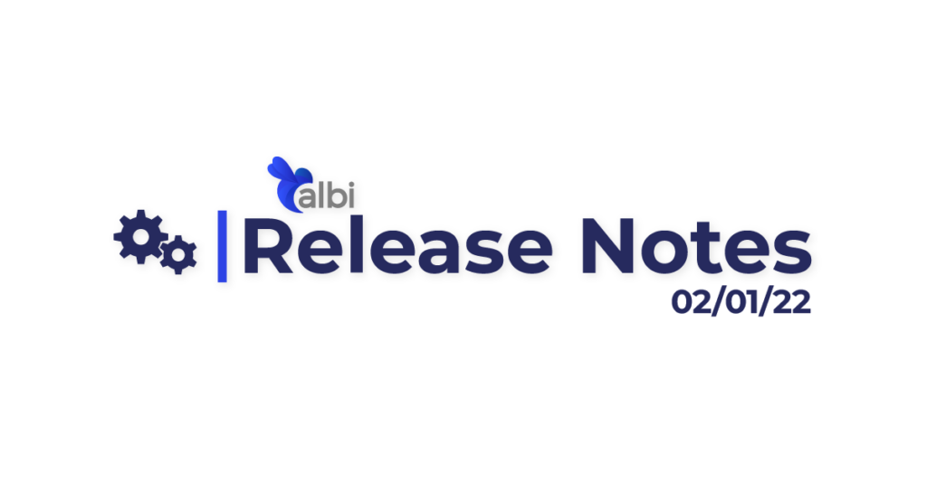 February 2021 Release Notes with Albi logo