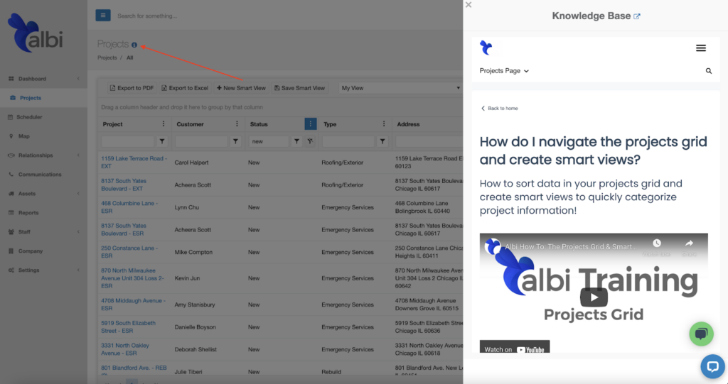 Image of Albi's software dashboard